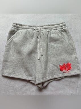 White Fox Boutique Light Gray Sweat Shorts with Coral Logo